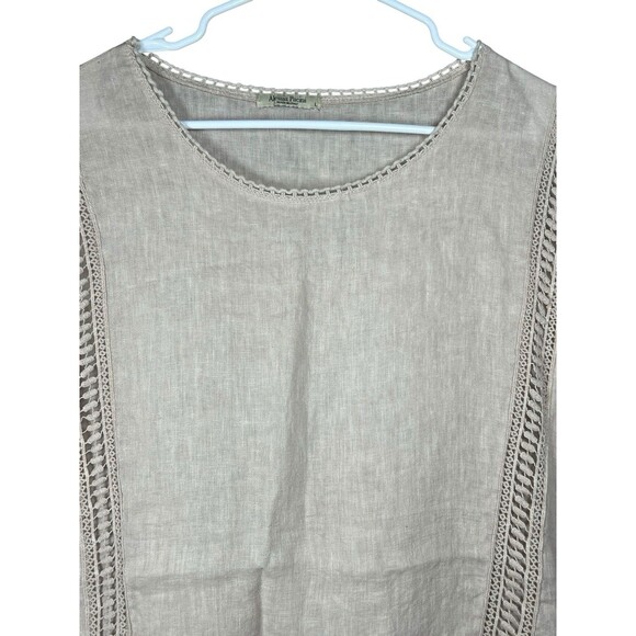 Alessia Pacini 100% Linen Cap Sleeve Shirt Womens L Blush Italy Retro Minimalist - Picture 3 of 12